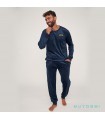 Muydemi Men's Winter Velvet Pajamas Set Blue