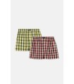 Men Boxer Short Popline Khaki-Bordeaux 2 Pc