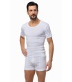 Man T-Shirt Open Neckline 2 Pc White