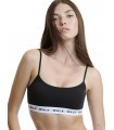 Cotton Bralette With Elastic And Thin Strap Black
