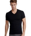 Men Cotton T-Shirt V-Neck Black